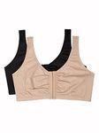 Fruit of the Loom Women's Front Close Sports Bra, Sand/Black, 36