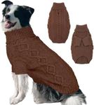 Lelepet Dog Jumpers Winter Dog Pullover, Knitted Warm Turtleneck Dog Christmas Sweater for Cold Weather, Soft Dog Knitwear for Medium Dogs Boys Girls Pet Vest Outfit Cat Sweater, Coffee, M