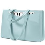 LOVEVOOK Laptop Bag for Women 15.6 Inch Tote Bags Waterproof Leather Briefcase Computer Women Business Office Work Bag,Cyan-Blue