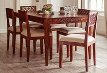 DRIFTINGWOOD Maharaja Solid Sheesham Wood Dining Table 6 Seater | Wooden Six Seater Dinning Table with Cushion Chairs | Dinner Table 6 Seater | Dining Room Sets | Self Assembly, Honey Finish