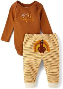 The Children's Place Unisex Baby My First,Long Sleeve Bodysuit and Pants, 2 Piece Set, 1st Thanksgiving