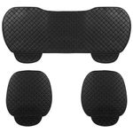 Taylor & Brown 3pc Universal Front and Rear PU Leather Car Seat Bottom Cushion Cover Set with Pockets Car Seat Pad Seat Protector Non Slip Universal Fit 90% Vehicles (Black)