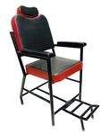RATISON Beauty Parlor Chair Salon Barber Cutting Beauty Parlor Made of Iron Frame, Without Push Back System and Cushioned Back Seat, Already Assembled Chair (Black Red)