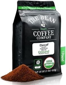 The Bean Organic Coffee Company Water Processed DECAF South America Blend, Medium Roast, Ground Coffee, 16-Ounce Bag, Café Molido Tostado Orgánico descafeinado