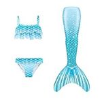 OXOAMP Mermaid Tail Set 3-piece Cosplay Costume Mermaid Beachwear Fish Tail Princess Dress,Blue-120