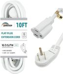 HONDERSON 10FT Extension Cord,Flat Plug 3 Prong Short Extension Cords,White 16 Gauge Heavy Duty Extension Cord for Christmas Lights Home Appliance,UL Listed