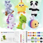 ORTERGY Crochet Kit for Beginners, 6 PCS Animals Crochet Kit with Step-by-Step Video Tutorials, DIY Crochet Kit Includes Yarns, Eyes, Stuffing, Crochet Hook - Great Gift for Teens and Adult