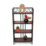 AMAZE SHOPPEE Floor Standing Multipurpose Wooden and Wrought Iron Utility Storage Shelf Rack with 4 Shelves Organizer