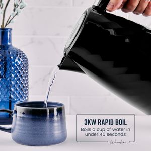 Swan Windsor Rapid Boil Kettle – Black Electric Kitchen Appliance
