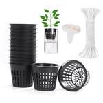 ORIMERC 25 Pack 3 inch Net Cup Pot with 25 feet Hydroponic Self Watering Wick & 25 Pcs Plant Label Aquaponics Mason Jar Insert Orchid Rimmed Netted Baskets Slotted Mesh Garden kratky Growing Vegetable