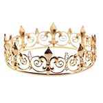 Elehere Gold King Crown Tiara 7" Diameter Crystal Men's Party Headband, Large Full Round Cake Topper