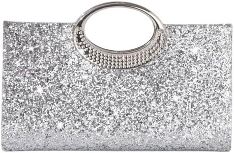 LUKLUKTAISUN 2026 Glitter Sequin Clutch Purse for Women Elegant Bling Paillettes Evening Bag Minimalist Handbag For Party(Silver)