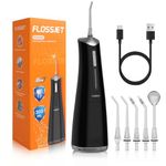 FlossJet Water Dental Flosser for Teeth Cordless with 300ML 4 Cleaning Modes 5 Jet Tips Portable Oral Irrigator USB-Powered Electric Flosser IPX7 Waterproof Irrigator Dental for Home and Travel Black