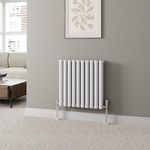 Radiant Living Modern Horizontal 600x600mm Radiator Heater Double Panel Oval Tube Column White