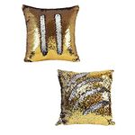 BANSIWAL 16"x16" Mermaid Pillow Case with Magic Mermaid Sequin, Reversible Cushion Covers Sequins Dorm Room Decor for Sofa (Gold-Silver)-2 Pcs (Gold-Silver)