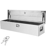 VEVOR Heavy Duty Aluminum Truck Bed Tool Box, Diamond Plate Tool Box with Side Handle and Lock Keys, Storage Tool Box Chest Box Organizer for Pickup, Truck Bed, RV, Trailer, 48"x15"x15", Silver