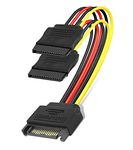 ONCRO sata y splitter power cable 15 pin sata power y-splitter cable 6-inches sata male to dual female extension cable for hard disk drive adapter cable,Multi-colored