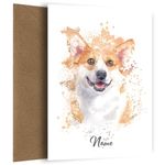 Personalised Corgi Birthday Card. A special pet card with a watercolour style corgi. Dog Birthday card to/from a dog. Can also be used as a sympathy card