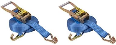 (2 Pack) RatStrap 5000kg Ratchet Lashing Claw Hook Cargo Lorry Tie Down Webbing Restraint Straps (8mtr)