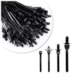 120PCS Black Zip Ties with 4 Universal Sizes,Strong Bite Force & UV Resistant Management Cable Clips,Nylon Self Locking Cable Tie Mount for Indoor and Outdoor