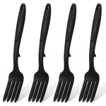 Lounsweer 4 Pcs Silicone Flexible Fork Black Heat Resistant Cooking Fork 10-in-1 Non Stick Blending Fork Dishwasher Safe Serving Fork for Kitchen Stir Mix Mash Scrape Whisk Eggs