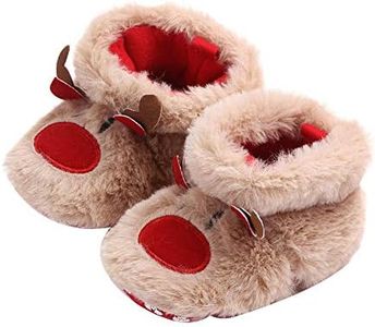 Yuemengxuan Infant Newborn Baby Girls Boys Christmas Boots Santa Claus Soft Sole Crib Prewalker Shoes Footwear, Deer Coffee, 12-18 Months Infant