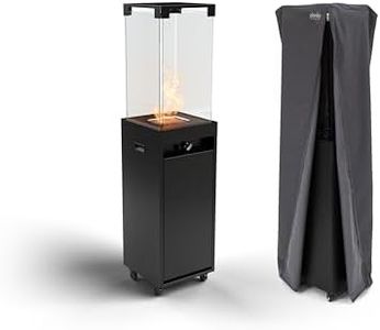 Planika Faro Outdoor Patio Heater Propane Outdoor Fireplace for Patio, Propane Black Fire Pit for Outside Heater Outdoor Gas Heaters for Patio Commercial Burner with Wheels