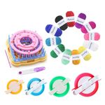 Ayasee Flower Loom, Flower Knitting Weaving Loom Kit, Frame Looms, Knitting Wool, Round/Square Knitting Looms Craft Kit (Flower Maker + Pom Maker + Yarn)