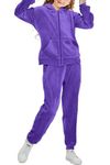 Rwtgnlf Girls Velour Tracksuit Sweatsuits Set 2 Piece Outfits Zip Up Hoodies and Pants Sportswear Jogging Suit Purple 160