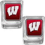 NCAA Siskiyou Sports Fan Shop Wisconsin Badgers Square Glass Shot Glass Set 2 pack Team Color