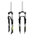 LHHL BMX Bike Forks 20inch Folding Bicycle Suspension Fork Bike Shock Absorber Mechanical Fork For QR PM Disc Brake 1-1/8" Steerer Manual Lockout (Color : Black green, Size : 20inch)