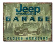 Jeep Metal Wall Sign - Jeep Wrangler Garage - Closed Weekends 12.5" x 16" Licensed and Authentic