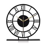 Muyika Metal Desk Clock Modern Table Clock Tabletop Clock Industrial Minimalist Horloge de Bureau Office Gift Kitchen Décor Living Room Clock (Roma)