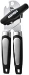 HAOCHUYI Heavy Duty Stainless Steel Smooth Edge Manual Can Opener and Bottle Openers, Soft Ergonomic Handle, Oversized Handheld Easy Turn Knob, Multifunctional Kitchen Tool, Black ﻿