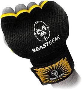 Beast Gear Advanced Inner Boxing Gloves Gel Mitts for Combat Sports, MMA and Martial Arts (Black Yellow/Extra-Large)