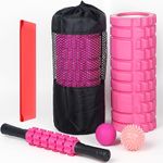 Foam Roller,IIQ Foam Rollers for Back and Legs 6 in 1 Foam Roller Massage Set Includes Muscle Roller Stick, Stretching Strap, Plantar Fasciitis Balls, All in Carry Bag