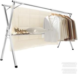 SONGMICS Clothes Drying Rack, Heavy-Duty Laundry Drying Rack, 56.3-93.7 Inches Extendable, Foldable Freestanding Airer, Stainless Steel, for Indoor Outdoor Use, Dove Gray ULLR903E01