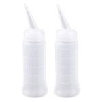 driew Applicator Bottle with Angle Tip Pack of 2, 8.5oz Empty Scale Applicator Bottle for Hair Salon Coloring Dyeing with Slant Tip