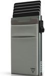 TOYFID Slim Wallet for Men - Pop Up Card Holder Wallet,Minimalist Business Wallet,Credit Card Wallet with Money Pocket,Metal Card Case Wallet,RFID Blocking,Can Hold 6 Credit Cards (Grey)
