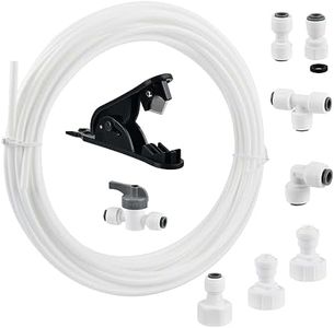 Tubo de suministro de agua de 15 m y kit de conectores de nevera, conector de tubería de agua para nevera, para refrigerador doble de estilo europeo (tubo de 1/4 pulgadas)