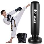 Punching Bag for Kids with Boxing Gloves, JanTeelGO 59 Inch Inflatable Boxing Bag - Birthday Gifts for Boys & Girls Age 3-12 for Practicing Karate, Taekwondo, MMA (Kids Punch Bag-A)
