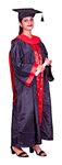 Polyester Blend Women Casual Style Graduation Gown Black With Hat And Red Border For Adults Free Size (Unisex)