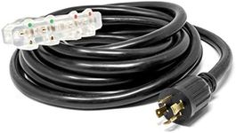 WEN PC2514 25 ft. 30-Amp 10-Gauge STW Fan-Style 10/4 Generator Extension Cord (converts L14-30R to Four 5-20R outlets), Black