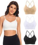 SIMIYA 3 Pack Sports Bras for Women Seamless Wireless Comfort Support Bra Removable Pads for Workout Yoga Running Fitness