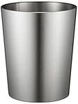 iDesign Patton Round Metal Trash Can, Waste Basket Garbage Can for Bathroom, Bedroom, Home Office, Dorm, College, 8" x 8" x 9.7", Brushed Stainless Steel