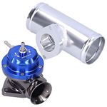 Blow Off Valve, Universal Aluminum Billet Turbo Blow Off Valve BOV, Professional Dump Valve BOV with 2.5in Flange Pipe & 8 Discharge Ports for Racing Car, Intake Tract Pressure Relief(Blue)