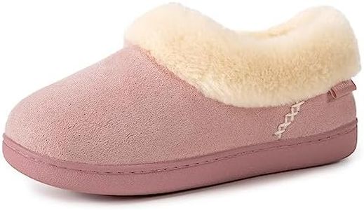 EverFoams Women's Cosy Warm Slippers Fluffy Faux Fur Microsuede Memory Foam Indoor Outdoor Closed-back Pink, 5-6 UK
