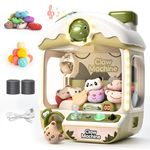 cossy Claw Machine for Kids, Mini Claw Machine with Light and Music, Cute Dinosaur Arcade Games Console with 24 Coins, 10 Toys and 10 Twist Eggs, Skill-Building Grabber Toy, for Kids 3+