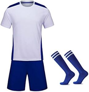 M2C Boys Soccer Uniform Athletic Jersey Shorts Socks Set White 9-10