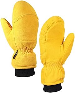 SKYDEER Full Genuine Deerskin Suede Leather Mittens with Pile Lining, Winter Gloves for Cold Weather Work and Ski (SD8677M/M)